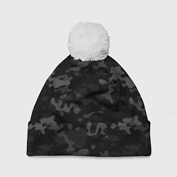 Шапка с помпоном Ночной камуфляж, цвет: 3D-белый