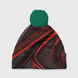 Шапка с помпоном Black and red abstract, цвет: 3D-зеленый