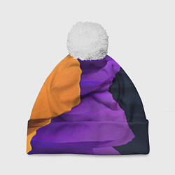 Шапка с помпоном Красочные слои, цвет: 3D-белый