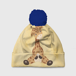 Шапка с помпоном Малыш жираф, цвет: 3D-тёмно-синий