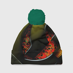 Шапка с помпоном Зеленые объемные объекты, цвет: 3D-зеленый