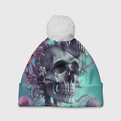 Шапка с помпоном Кости и медузы, цвет: 3D-белый