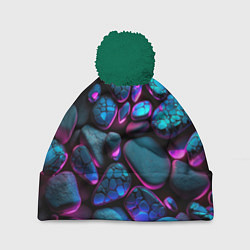 Шапка с помпоном Неоновые камни, цвет: 3D-зеленый