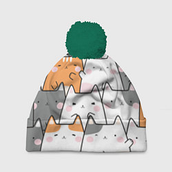 Шапка с помпоном Семья котиков, цвет: 3D-зеленый