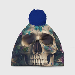 Шапка с помпоном Цветочный скелет, цвет: 3D-тёмно-синий