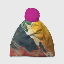 Шапка с помпоном Мраморная радуга, цвет: 3D-малиновый