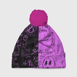 Шапка с помпоном Dead inside purple black, цвет: 3D-малиновый