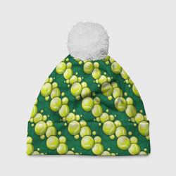 Шапка с помпоном Большой теннис - мячики, цвет: 3D-белый