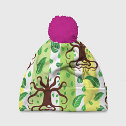 Шапка с помпоном Корни и деревья, цвет: 3D-малиновый