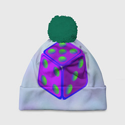Шапка с помпоном Игральный кубик, цвет: 3D-зеленый