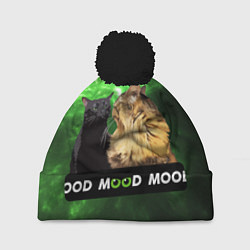 Шапка с помпоном Mood - коты из ТикТок, цвет: 3D-черный