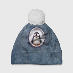 Шапка с помпоном Маленький забавный пингвинчик, цвет: 3D-белый