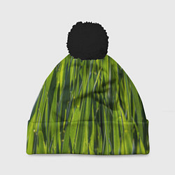 Шапка с помпоном Ландшафт зелень, цвет: 3D-черный