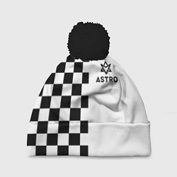 Шапка с помпоном Астро шахматка, цвет: 3D-черный