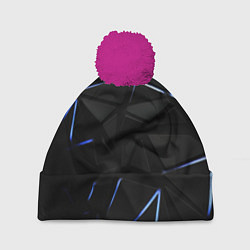 Шапка c помпоном Black texture neon line