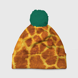 Шапка с помпоном Шкура жирафа - текстура, цвет: 3D-зеленый