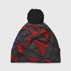 Шапка с помпоном Черные и красные объемные элементы, цвет: 3D-черный