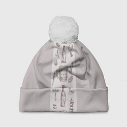 Шапка c помпоном Пью три дня в стиле крафт