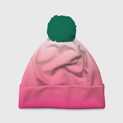 Шапка с помпоном Оттенки розового градиент, цвет: 3D-зеленый