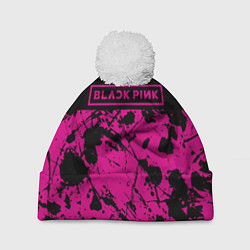 Шапка с помпоном Black pink - emblem - pattern - music, цвет: 3D-белый