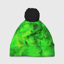 Шапка с помпоном Green abstract texture, цвет: 3D-черный