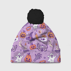 Шапка c помпоном Halloween pattern арт