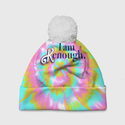 Шапка с помпоном I am Kenough - retro tie-dye, цвет: 3D-белый