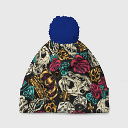 Шапка с помпоном A pattern for a hipster, цвет: 3D-тёмно-синий