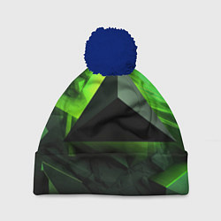 Шапка с помпоном Зеленые треугольники, цвет: 3D-тёмно-синий