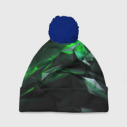 Шапка с помпоном Green abstract geometry, цвет: 3D-тёмно-синий