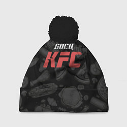 Шапка с помпоном Боец KFC на фоне бургеров, цвет: 3D-черный