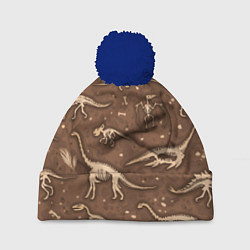 Шапка с помпоном Dinosaurs bones, цвет: 3D-тёмно-синий