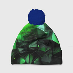 Шапка с помпоном Абстракция и зелень гармония, цвет: 3D-тёмно-синий