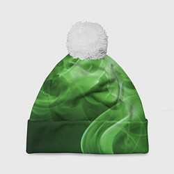 Шапка с помпоном Зеленый дым, цвет: 3D-белый