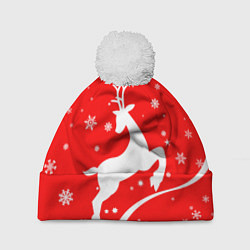 Шапка с помпоном Christmas deer, цвет: 3D-белый