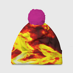 Шапка с помпоном Огненное безумие, цвет: 3D-малиновый