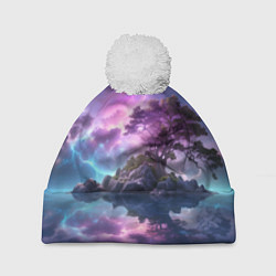 Шапка с помпоном Волшебный остров, цвет: 3D-белый