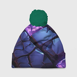 Шапка с помпоном Фиолетовые неоновые плиты, цвет: 3D-зеленый