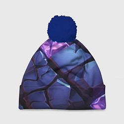 Шапка с помпоном Фиолетовые неоновые плиты, цвет: 3D-тёмно-синий