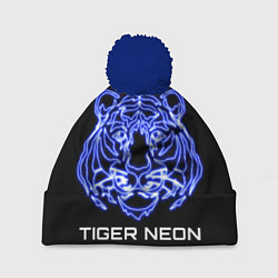 Шапка c помпоном Tiger neon art