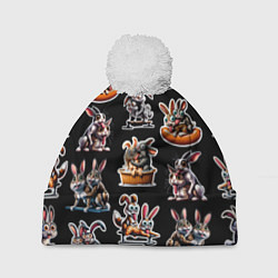 Шапка с помпоном Кролики - Камасутра позы, цвет: 3D-белый