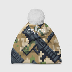 Шапка с помпоном Counter Strike - pixel military pattern, цвет: 3D-белый