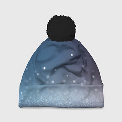 Шапка с помпоном Серебристые блёстки на синем фоне - нейросеть, цвет: 3D-черный