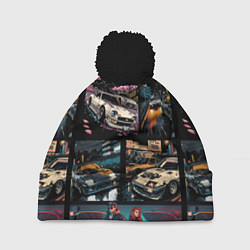 Шапка с помпоном Japanese jdm art, цвет: 3D-черный