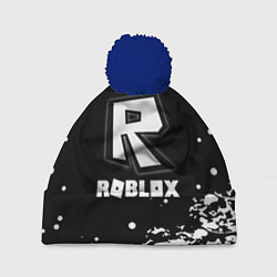 Шапка с помпоном Roblox белая краска, цвет: 3D-тёмно-синий