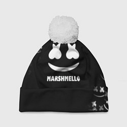 Шапка с помпоном Marshmello белое лого, цвет: 3D-белый