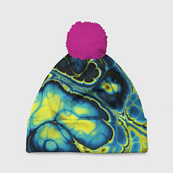 Шапка с помпоном Абстрактный узор, цвет: 3D-малиновый