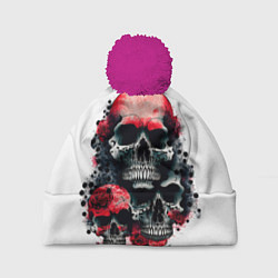 Шапка с помпоном Розы и шипы, цвет: 3D-малиновый