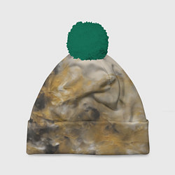 Шапка с помпоном Желто черная абстракция, цвет: 3D-зеленый