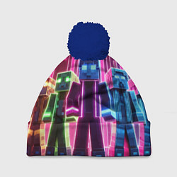 Шапка с помпоном Minecraft characters - neon glow, цвет: 3D-тёмно-синий